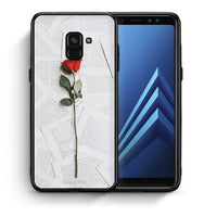 Thumbnail for Θήκη Samsung A8 Red Rose από τη Smartfits με σχέδιο στο πίσω μέρος και μαύρο περίβλημα | Samsung A8 Red Rose case with colorful back and black bezels