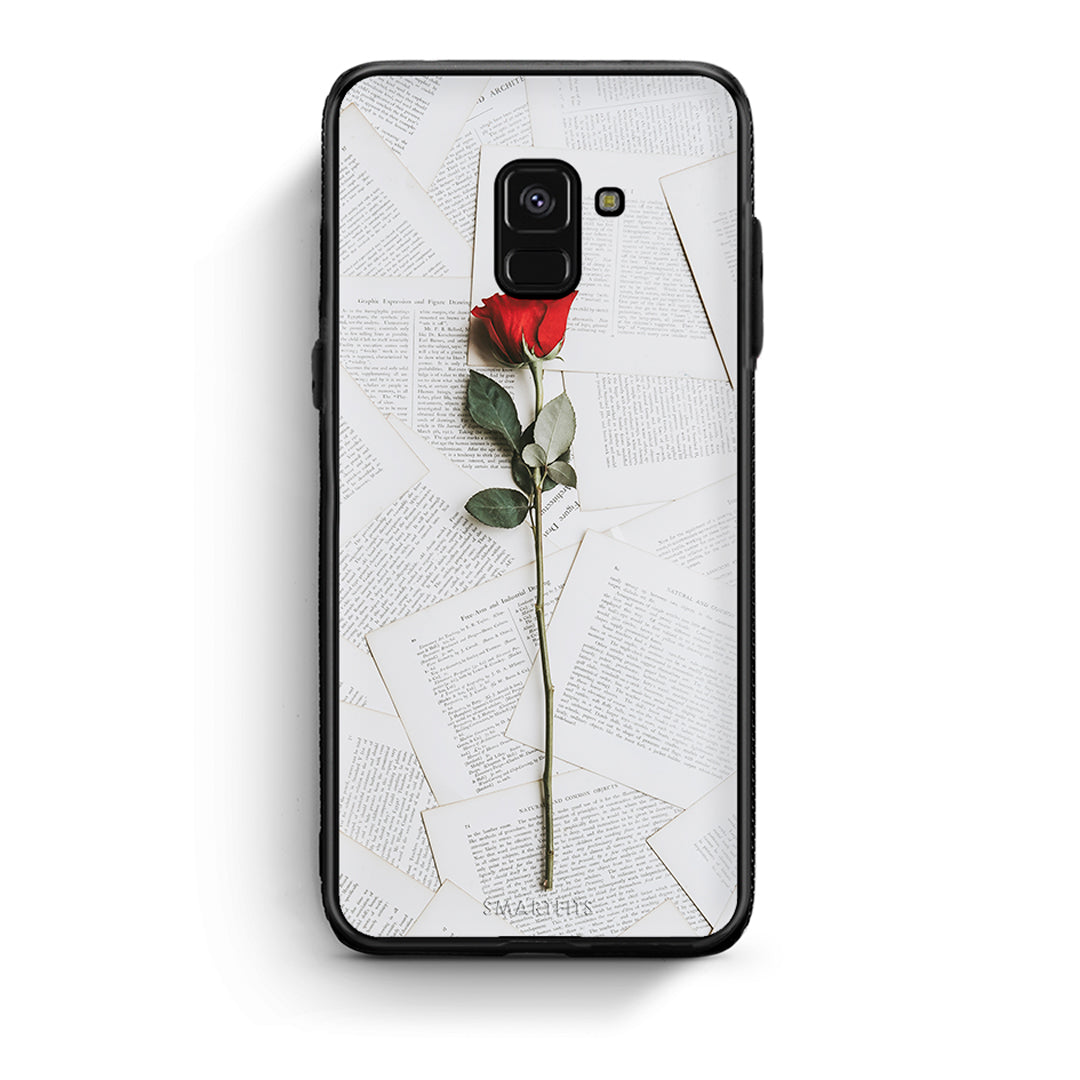 Samsung A8 Red Rose θήκη από τη Smartfits με σχέδιο στο πίσω μέρος και μαύρο περίβλημα | Smartphone case with colorful back and black bezels by Smartfits