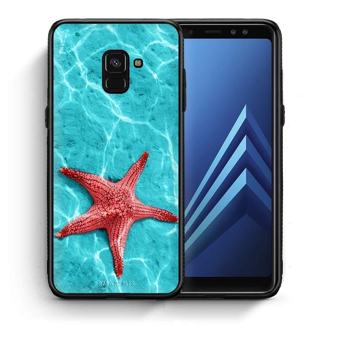 Θήκη Samsung A8 Red Starfish από τη Smartfits με σχέδιο στο πίσω μέρος και μαύρο περίβλημα | Samsung A8 Red Starfish case with colorful back and black bezels