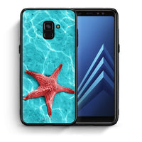 Thumbnail for Θήκη Samsung A8 Red Starfish από τη Smartfits με σχέδιο στο πίσω μέρος και μαύρο περίβλημα | Samsung A8 Red Starfish case with colorful back and black bezels