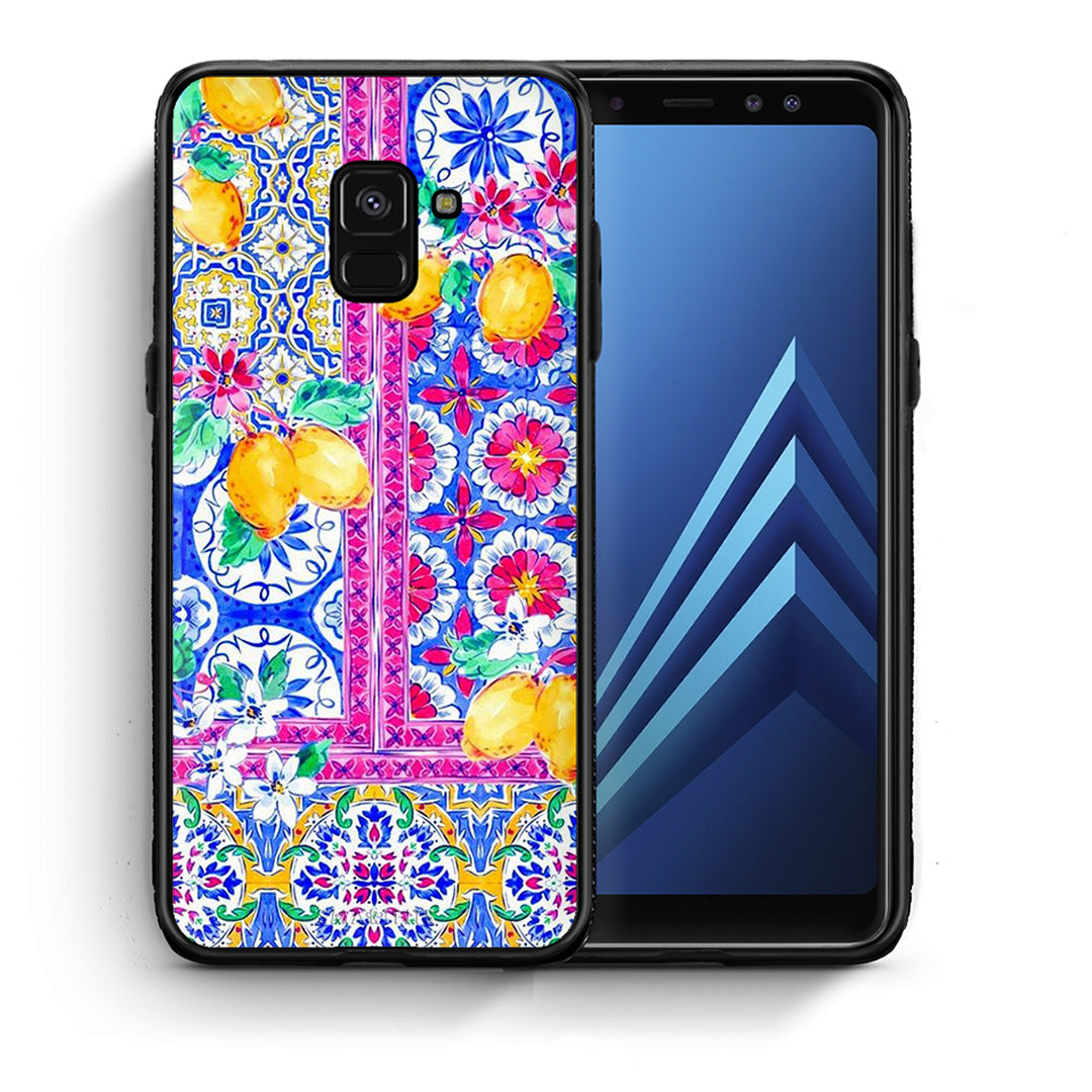 Θήκη Samsung A8 Retro Spring από τη Smartfits με σχέδιο στο πίσω μέρος και μαύρο περίβλημα | Samsung A8 Retro Spring case with colorful back and black bezels