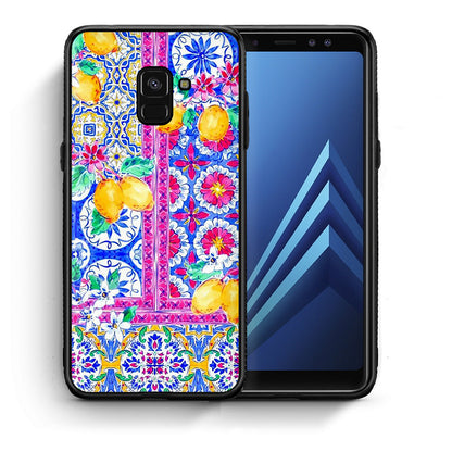 Θήκη Samsung A8 Retro Spring από τη Smartfits με σχέδιο στο πίσω μέρος και μαύρο περίβλημα | Samsung A8 Retro Spring case with colorful back and black bezels