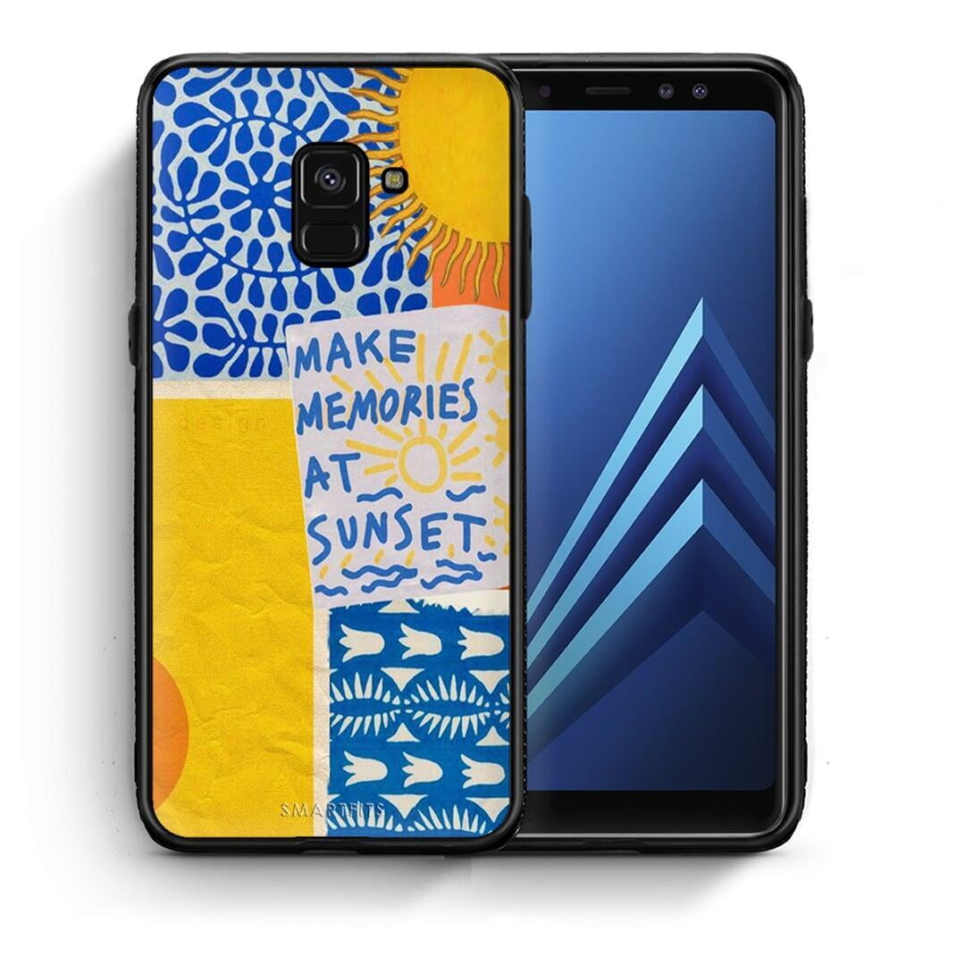 Θήκη Samsung A8 Sunset Memories από τη Smartfits με σχέδιο στο πίσω μέρος και μαύρο περίβλημα | Samsung A8 Sunset Memories case with colorful back and black bezels
