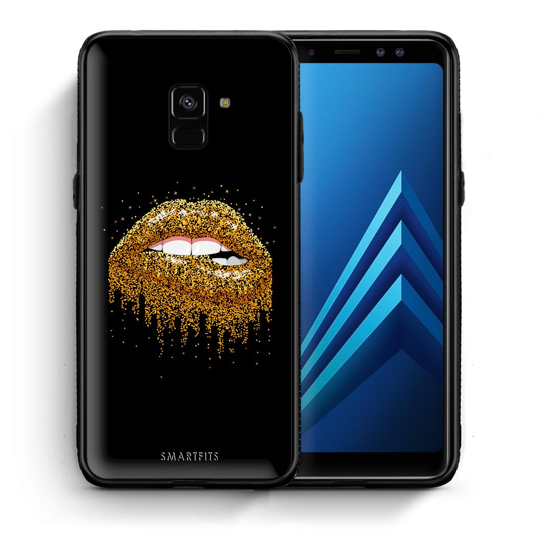 Θήκη Samsung A8 Golden Valentine από τη Smartfits με σχέδιο στο πίσω μέρος και μαύρο περίβλημα | Samsung A8 Golden Valentine case with colorful back and black bezels