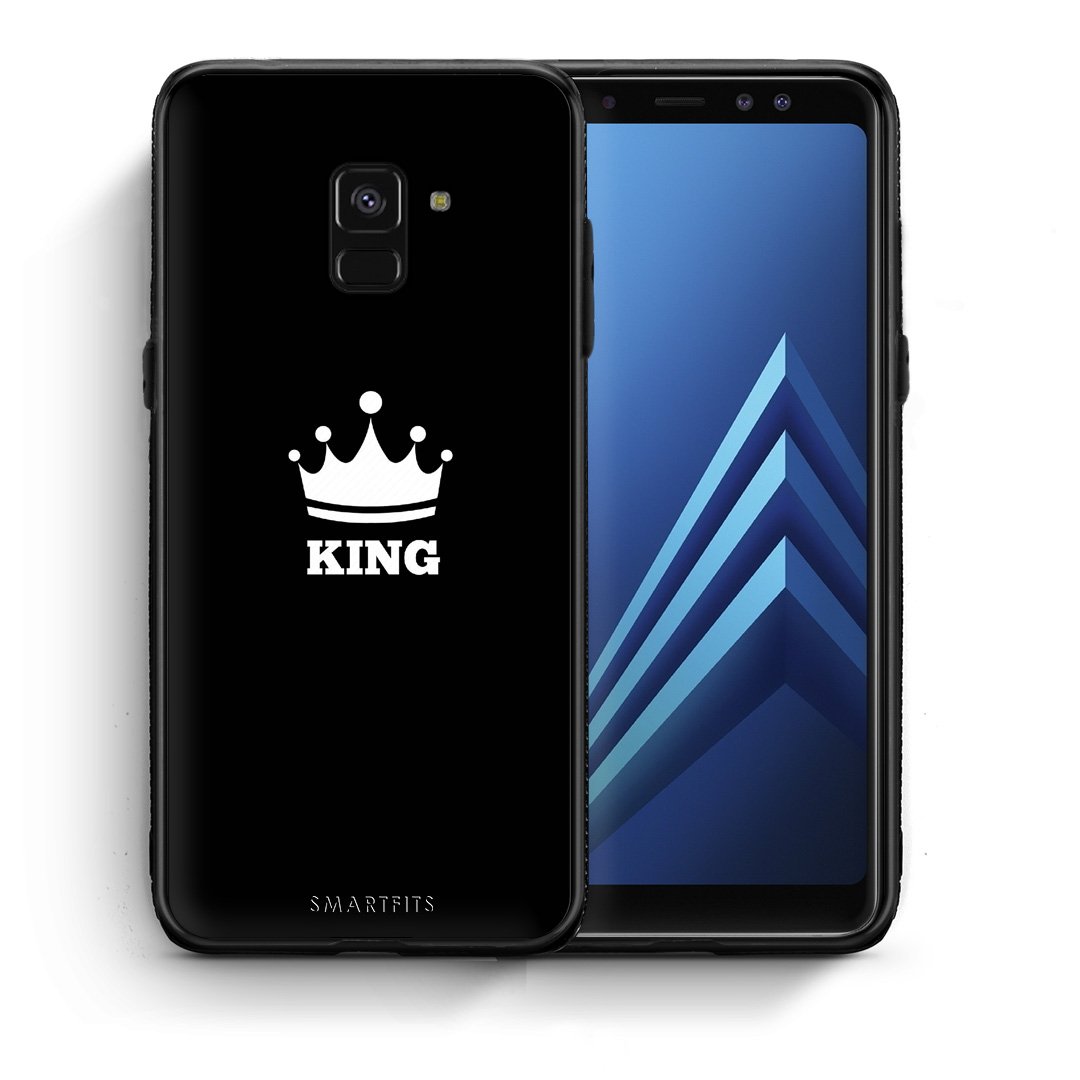Θήκη Samsung A8 King Valentine από τη Smartfits με σχέδιο στο πίσω μέρος και μαύρο περίβλημα | Samsung A8 King Valentine case with colorful back and black bezels