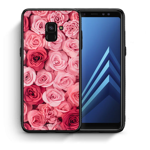 Θήκη Samsung A8 RoseGarden Valentine από τη Smartfits με σχέδιο στο πίσω μέρος και μαύρο περίβλημα | Samsung A8 RoseGarden Valentine case with colorful back and black bezels