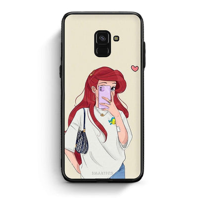 Samsung A8 Walking Mermaid Θήκη από τη Smartfits με σχέδιο στο πίσω μέρος και μαύρο περίβλημα | Smartphone case with colorful back and black bezels by Smartfits