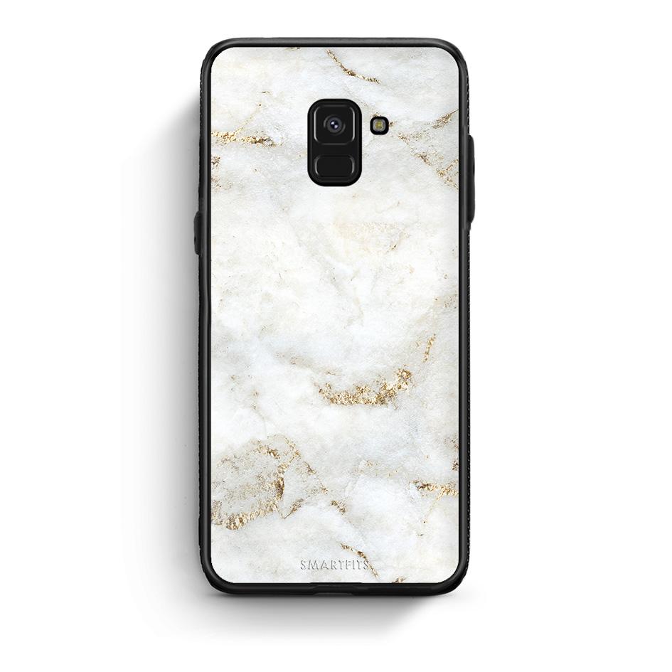Samsung A8 White Gold Marble θήκη από τη Smartfits με σχέδιο στο πίσω μέρος και μαύρο περίβλημα | Smartphone case with colorful back and black bezels by Smartfits