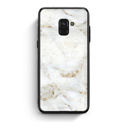 Samsung A8 White Gold Marble θήκη από τη Smartfits με σχέδιο στο πίσω μέρος και μαύρο περίβλημα | Smartphone case with colorful back and black bezels by Smartfits