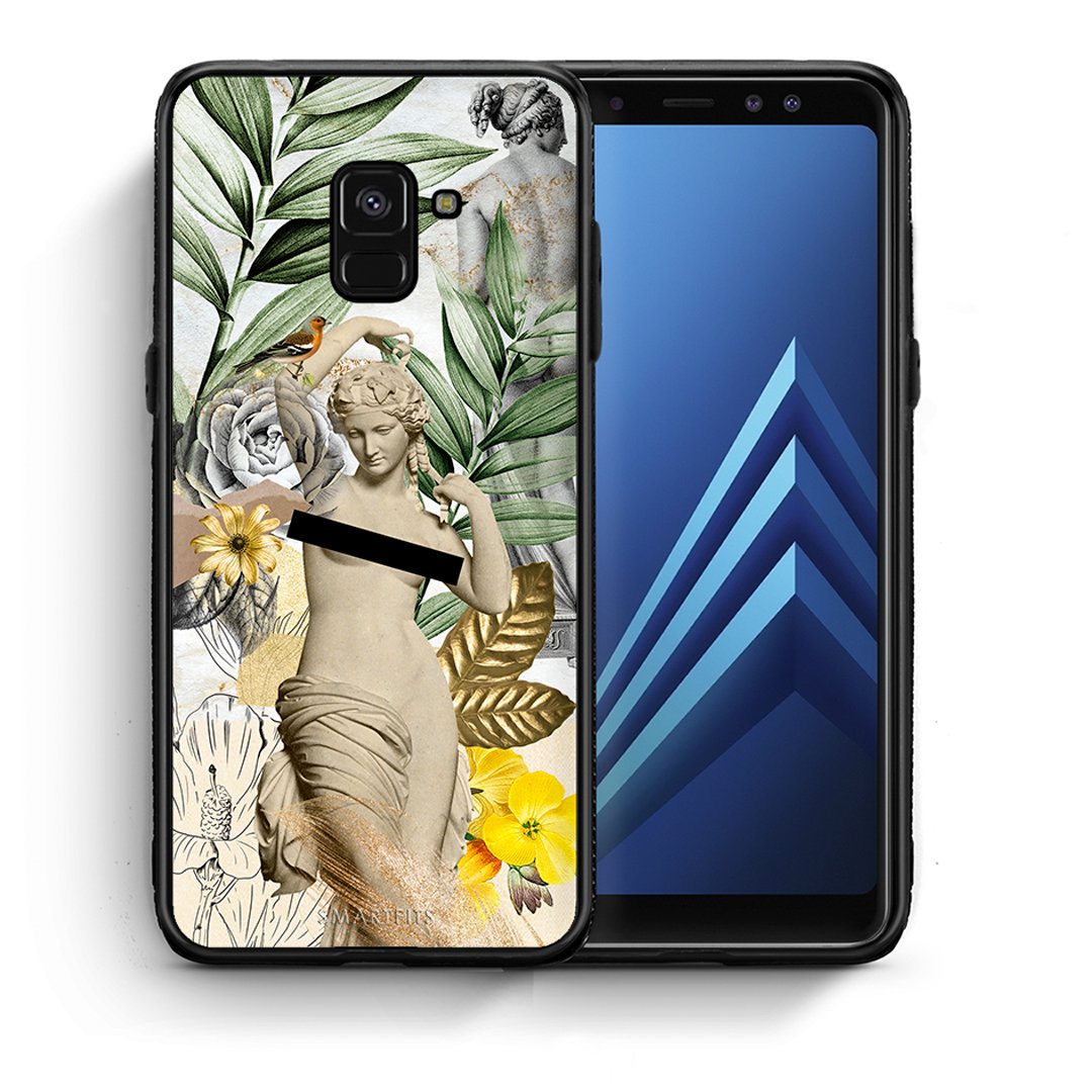 Θήκη Samsung A8 Woman Statue από τη Smartfits με σχέδιο στο πίσω μέρος και μαύρο περίβλημα | Samsung A8 Woman Statue case with colorful back and black bezels