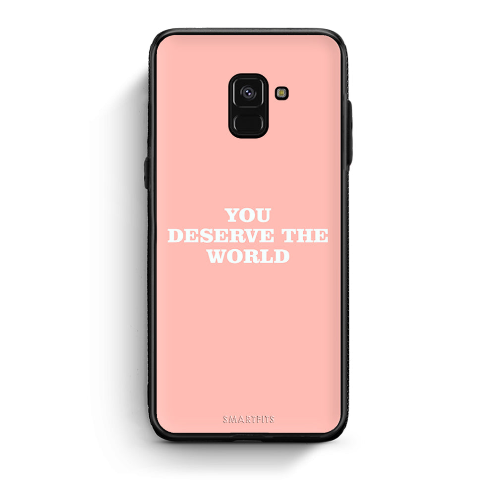 Samsung A8 You Deserve The World Θήκη Αγίου Βαλεντίνου από τη Smartfits με σχέδιο στο πίσω μέρος και μαύρο περίβλημα | Smartphone case with colorful back and black bezels by Smartfits