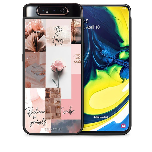Θήκη Samsung A80 Aesthetic Collage από τη Smartfits με σχέδιο στο πίσω μέρος και μαύρο περίβλημα | Samsung A80 Aesthetic Collage case with colorful back and black bezels