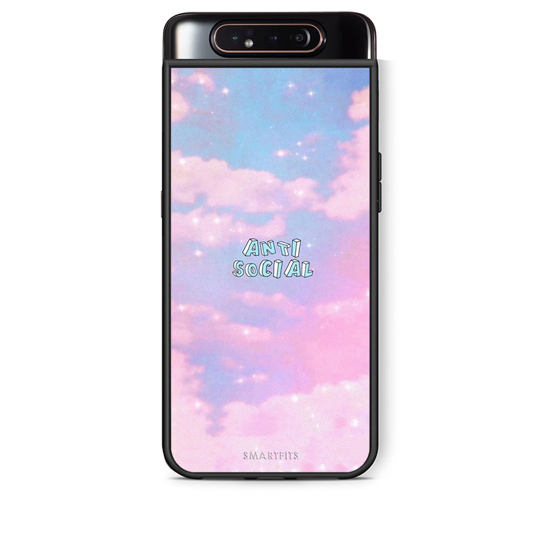 Samsung A80 Anti Social Θήκη Αγίου Βαλεντίνου από τη Smartfits με σχέδιο στο πίσω μέρος και μαύρο περίβλημα | Smartphone case with colorful back and black bezels by Smartfits