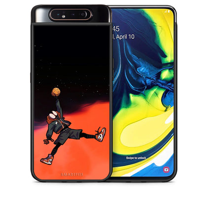 Θήκη Samsung A80 Basketball Hero από τη Smartfits με σχέδιο στο πίσω μέρος και μαύρο περίβλημα | Samsung A80 Basketball Hero case with colorful back and black bezels