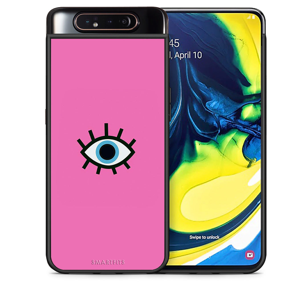 Θήκη Samsung A80 Blue Eye Pink από τη Smartfits με σχέδιο στο πίσω μέρος και μαύρο περίβλημα | Samsung A80 Blue Eye Pink case with colorful back and black bezels