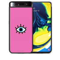 Thumbnail for Θήκη Samsung A80 Blue Eye Pink από τη Smartfits με σχέδιο στο πίσω μέρος και μαύρο περίβλημα | Samsung A80 Blue Eye Pink case with colorful back and black bezels