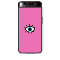 Thumbnail for Samsung A80 Blue Eye Pink θήκη από τη Smartfits με σχέδιο στο πίσω μέρος και μαύρο περίβλημα | Smartphone case with colorful back and black bezels by Smartfits
