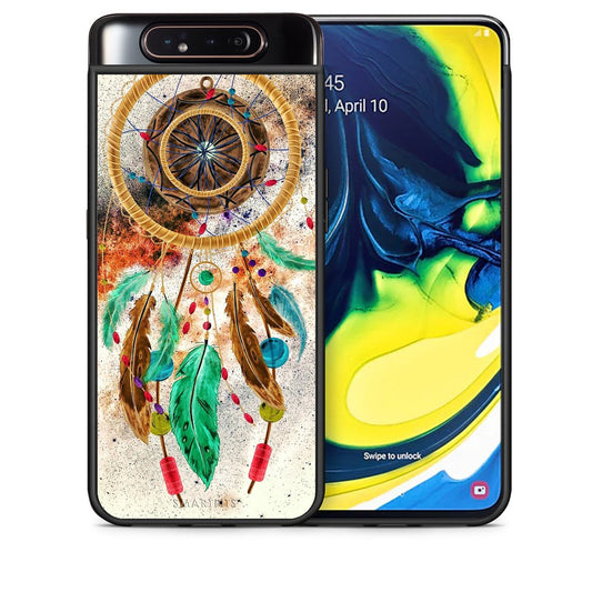 Θήκη Samsung A80 DreamCatcher Boho από τη Smartfits με σχέδιο στο πίσω μέρος και μαύρο περίβλημα | Samsung A80 DreamCatcher Boho case with colorful back and black bezels