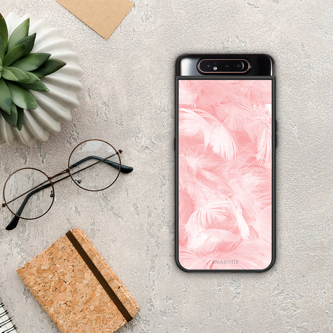 Boho Pink Feather - Samsung Galaxy A80 θήκη