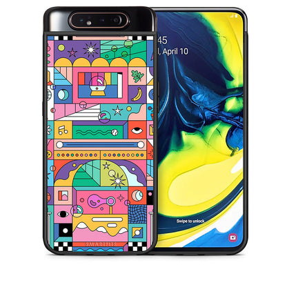 Θήκη Samsung A80 Bubbles Soap από τη Smartfits με σχέδιο στο πίσω μέρος και μαύρο περίβλημα | Samsung A80 Bubbles Soap case with colorful back and black bezels