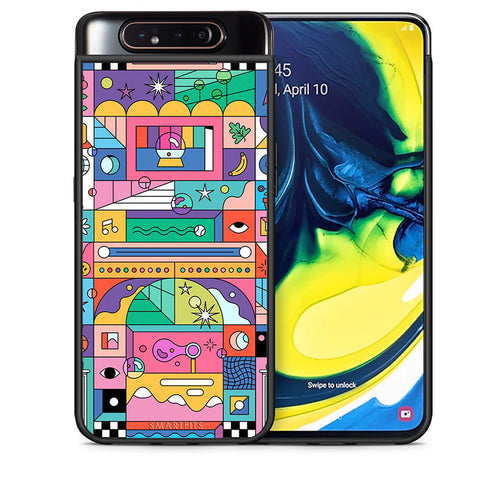 Θήκη Samsung A80 Bubbles Soap από τη Smartfits με σχέδιο στο πίσω μέρος και μαύρο περίβλημα | Samsung A80 Bubbles Soap case with colorful back and black bezels