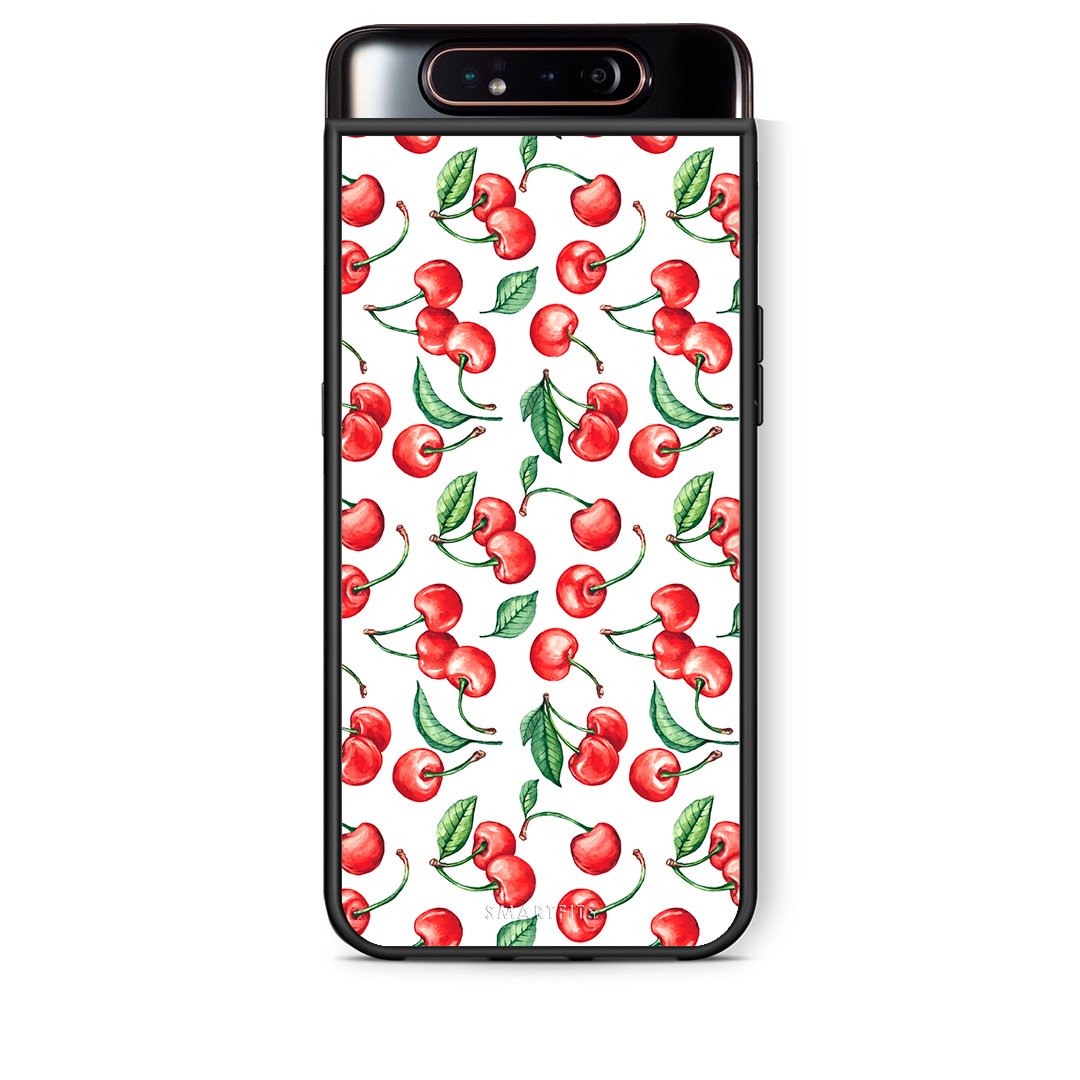 Samsung A80 Cherry Summer θήκη από τη Smartfits με σχέδιο στο πίσω μέρος και μαύρο περίβλημα | Smartphone case with colorful back and black bezels by Smartfits
