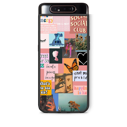 Samsung A80 Collage Bitchin Θήκη Αγίου Βαλεντίνου από τη Smartfits με σχέδιο στο πίσω μέρος και μαύρο περίβλημα | Smartphone case with colorful back and black bezels by Smartfits