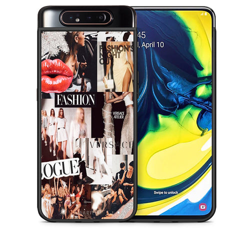 Θήκη Αγίου Βαλεντίνου Samsung A80 Collage Fashion από τη Smartfits με σχέδιο στο πίσω μέρος και μαύρο περίβλημα | Samsung A80 Collage Fashion case with colorful back and black bezels