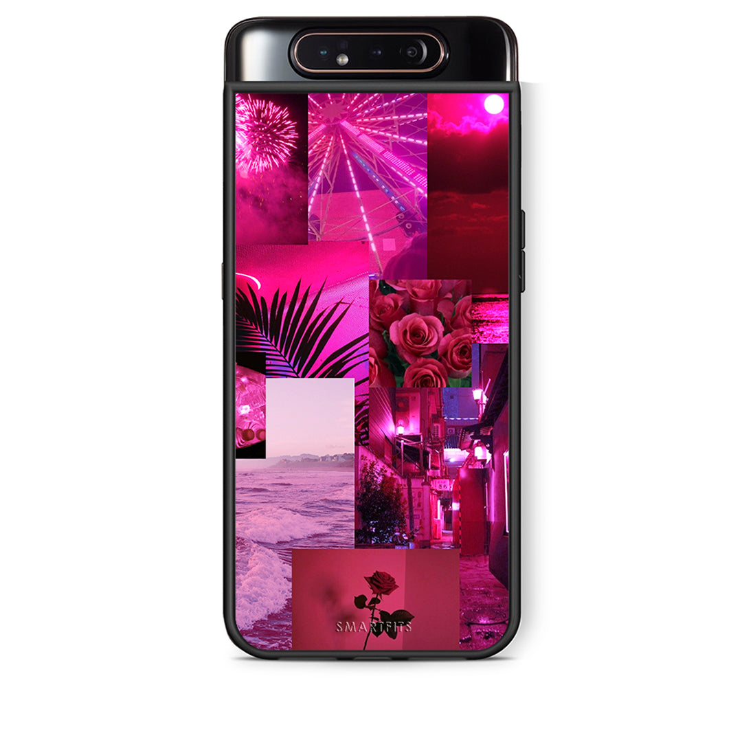 Samsung A80 Collage Red Roses Θήκη Αγίου Βαλεντίνου από τη Smartfits με σχέδιο στο πίσω μέρος και μαύρο περίβλημα | Smartphone case with colorful back and black bezels by Smartfits