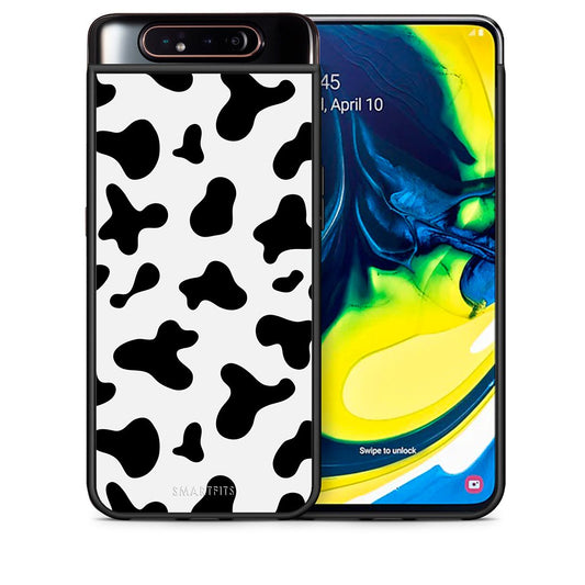 Θήκη Samsung A80 Cow Print από τη Smartfits με σχέδιο στο πίσω μέρος και μαύρο περίβλημα | Samsung A80 Cow Print case with colorful back and black bezels