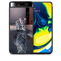 Thumbnail for Θήκη Samsung A80 Tiger Cute από τη Smartfits με σχέδιο στο πίσω μέρος και μαύρο περίβλημα | Samsung A80 Tiger Cute case with colorful back and black bezels