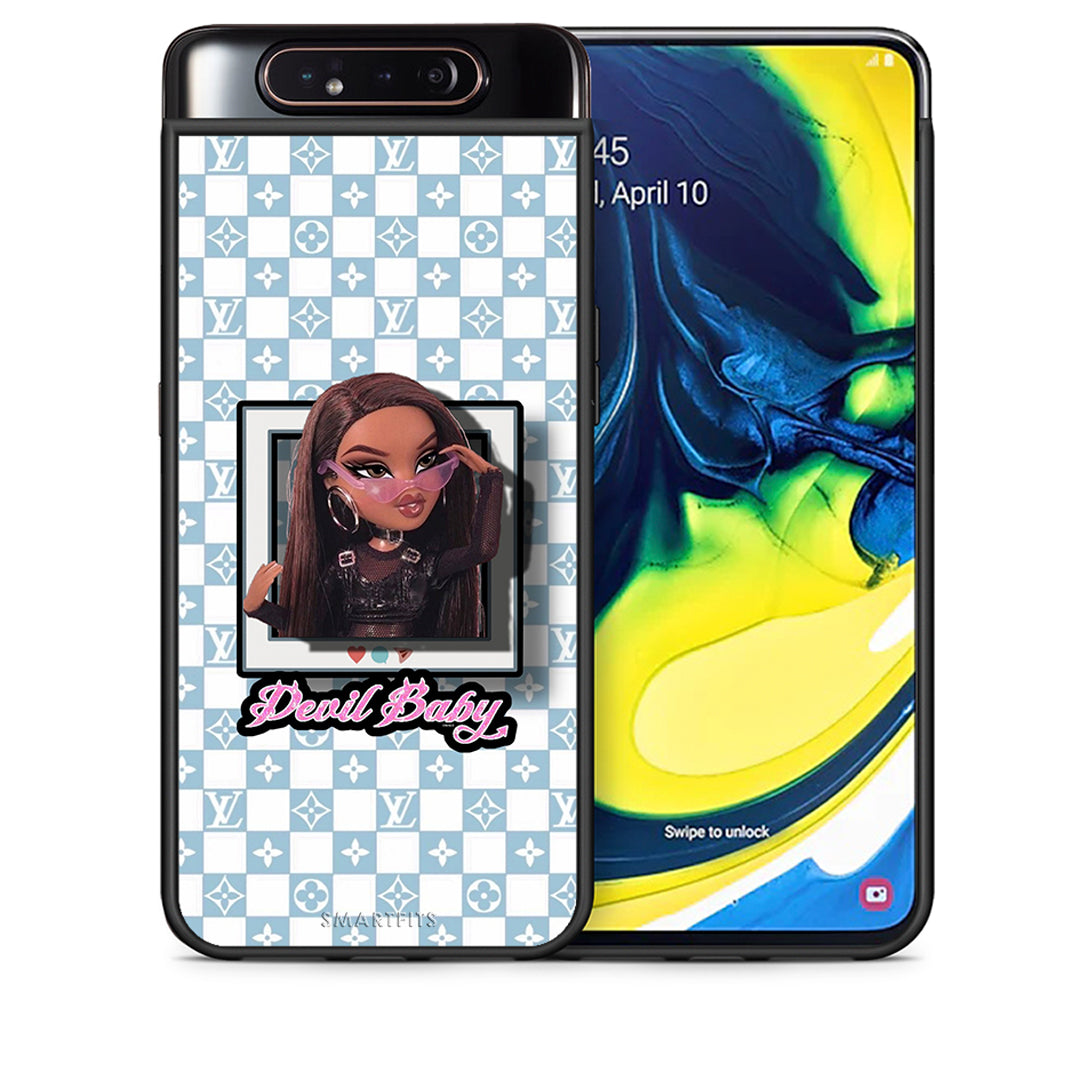 Θήκη Αγίου Βαλεντίνου Samsung A80 Devil Baby από τη Smartfits με σχέδιο στο πίσω μέρος και μαύρο περίβλημα | Samsung A80 Devil Baby case with colorful back and black bezels