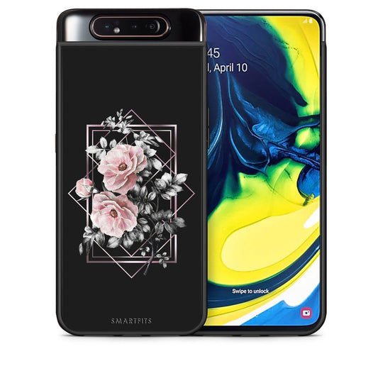 Θήκη Samsung A80 Frame Flower από τη Smartfits με σχέδιο στο πίσω μέρος και μαύρο περίβλημα | Samsung A80 Frame Flower case with colorful back and black bezels