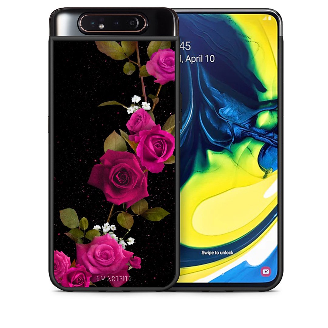 Θήκη Samsung A80 Red Roses Flower από τη Smartfits με σχέδιο στο πίσω μέρος και μαύρο περίβλημα | Samsung A80 Red Roses Flower case with colorful back and black bezels