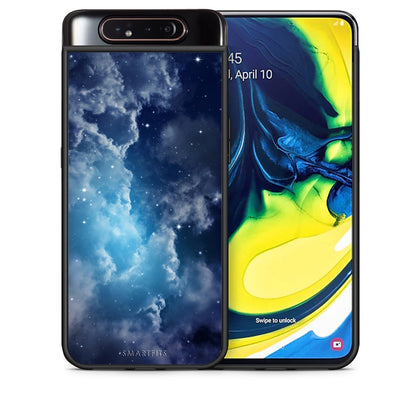 Θήκη Samsung A80 Blue Sky Galaxy από τη Smartfits με σχέδιο στο πίσω μέρος και μαύρο περίβλημα | Samsung A80 Blue Sky Galaxy case with colorful back and black bezels