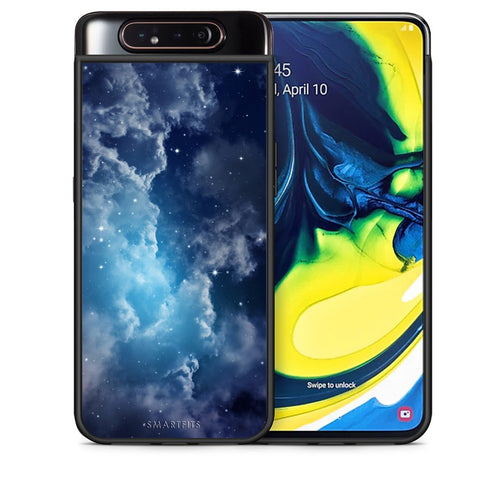 Θήκη Samsung A80 Blue Sky Galaxy από τη Smartfits με σχέδιο στο πίσω μέρος και μαύρο περίβλημα | Samsung A80 Blue Sky Galaxy case with colorful back and black bezels