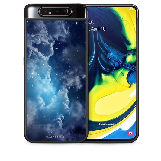 Θήκη Samsung A80 Blue Sky Galaxy από τη Smartfits με σχέδιο στο πίσω μέρος και μαύρο περίβλημα | Samsung A80 Blue Sky Galaxy case with colorful back and black bezels