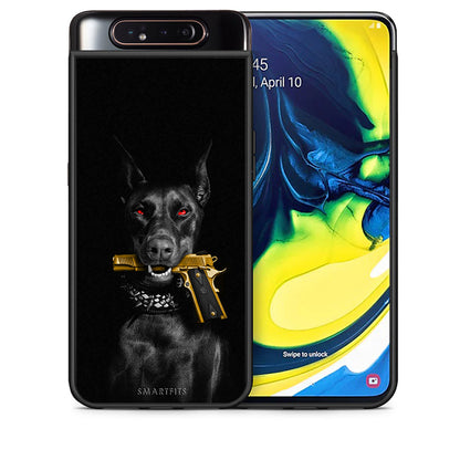 Θήκη Αγίου Βαλεντίνου Samsung A80 Golden Gun από τη Smartfits με σχέδιο στο πίσω μέρος και μαύρο περίβλημα | Samsung A80 Golden Gun case with colorful back and black bezels