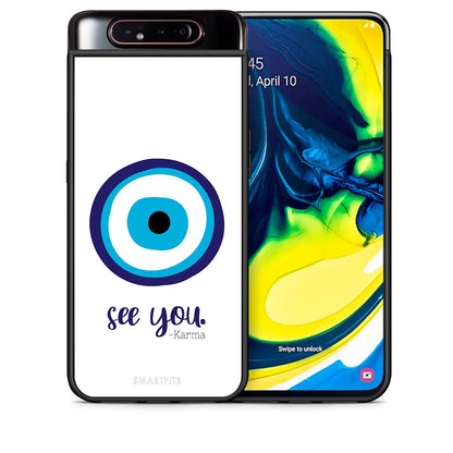 Θήκη Samsung A80 Karma Says από τη Smartfits με σχέδιο στο πίσω μέρος και μαύρο περίβλημα | Samsung A80 Karma Says case with colorful back and black bezels