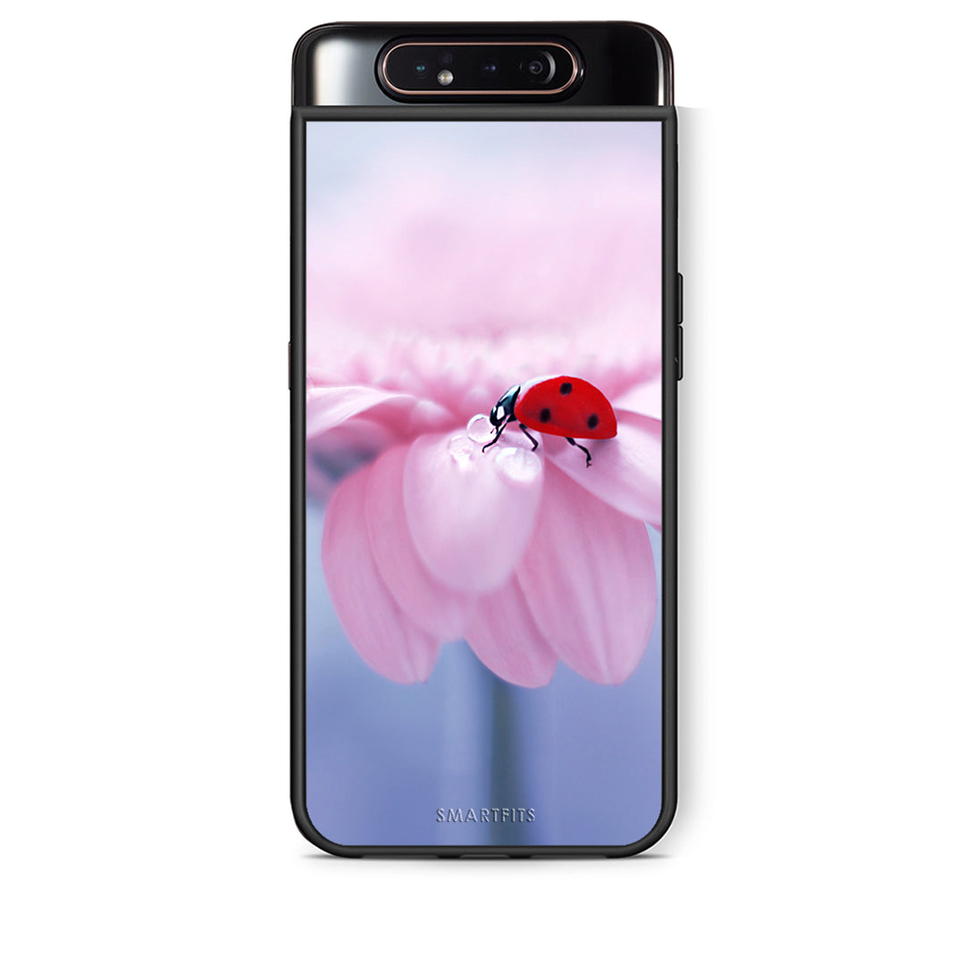 Samsung A80 Ladybug Flower θήκη από τη Smartfits με σχέδιο στο πίσω μέρος και μαύρο περίβλημα | Smartphone case with colorful back and black bezels by Smartfits