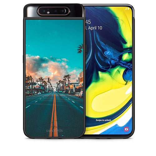 Θήκη Samsung A80 City Landscape από τη Smartfits με σχέδιο στο πίσω μέρος και μαύρο περίβλημα | Samsung A80 City Landscape case with colorful back and black bezels