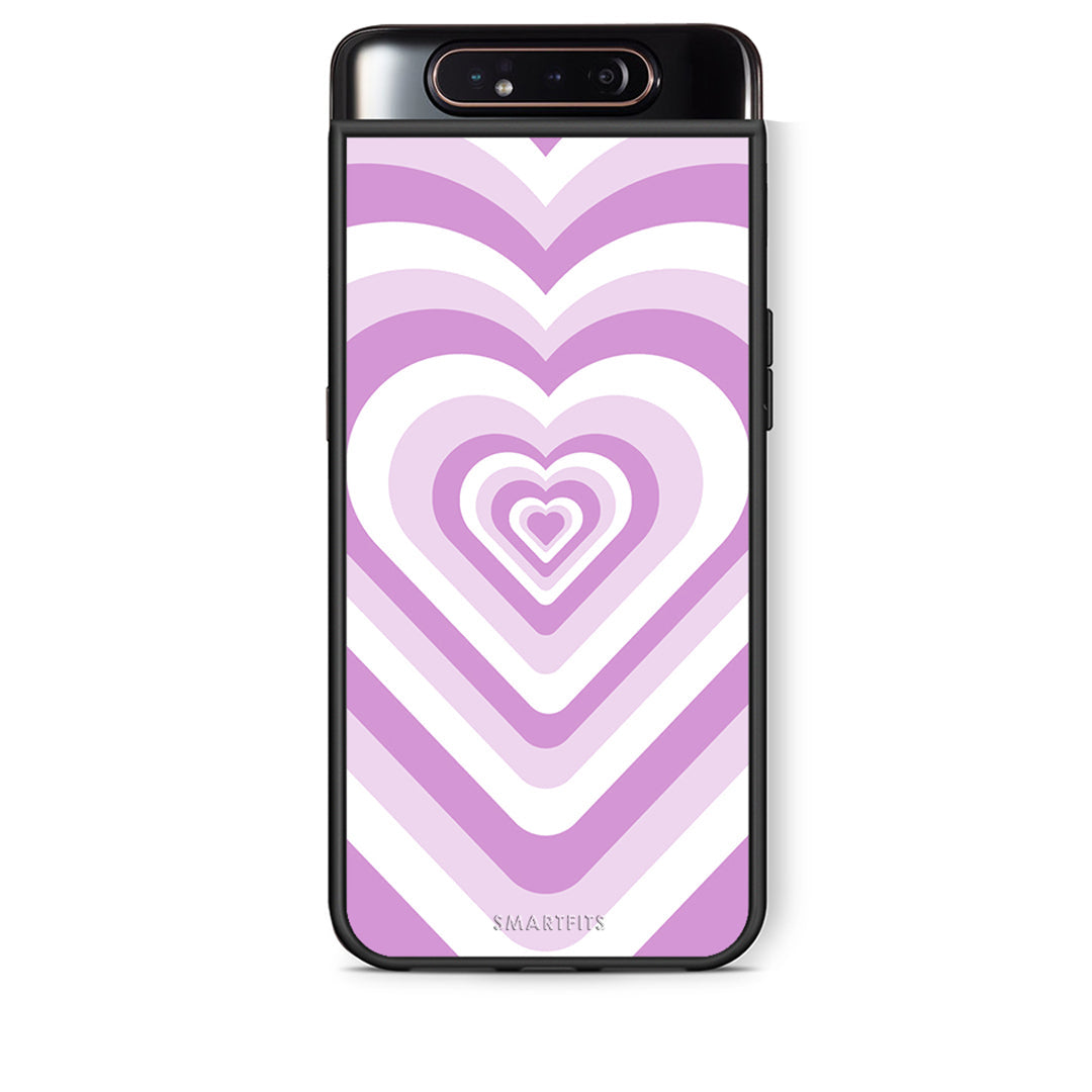 Samsung A80 Lilac Hearts θήκη από τη Smartfits με σχέδιο στο πίσω μέρος και μαύρο περίβλημα | Smartphone case with colorful back and black bezels by Smartfits