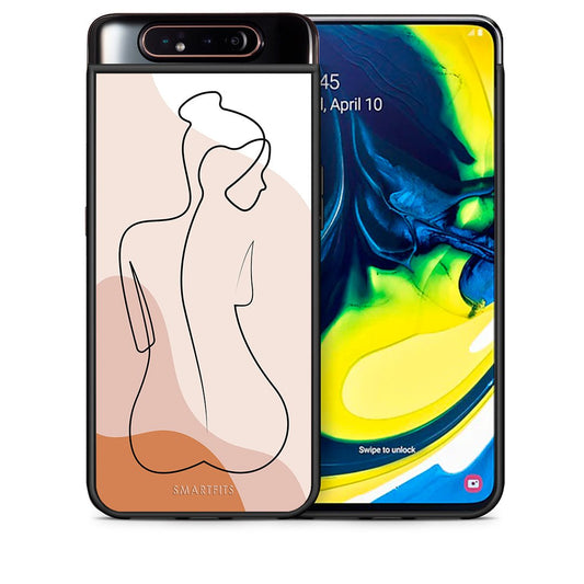 Θήκη Samsung A80 LineArt Woman από τη Smartfits με σχέδιο στο πίσω μέρος και μαύρο περίβλημα | Samsung A80 LineArt Woman case with colorful back and black bezels
