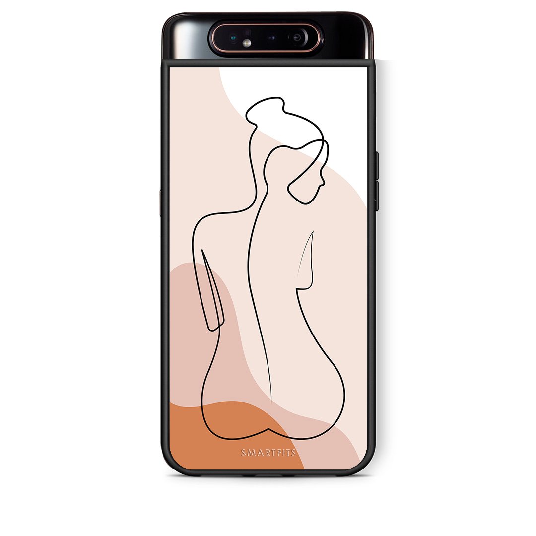 Samsung A80 LineArt Woman θήκη από τη Smartfits με σχέδιο στο πίσω μέρος και μαύρο περίβλημα | Smartphone case with colorful back and black bezels by Smartfits