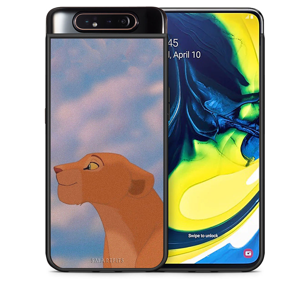 Θήκη Αγίου Βαλεντίνου Samsung A80 Lion Love 2 από τη Smartfits με σχέδιο στο πίσω μέρος και μαύρο περίβλημα | Samsung A80 Lion Love 2 case with colorful back and black bezels