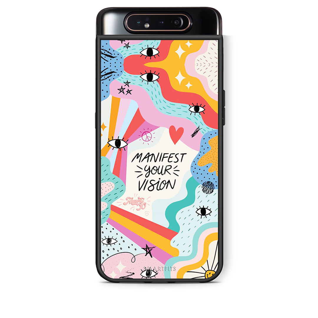 Samsung A80 Manifest Your Vision θήκη από τη Smartfits με σχέδιο στο πίσω μέρος και μαύρο περίβλημα | Smartphone case with colorful back and black bezels by Smartfits