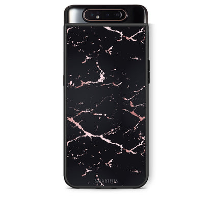 4 - Samsung A80 Black Rosegold Marble case, cover, bumper