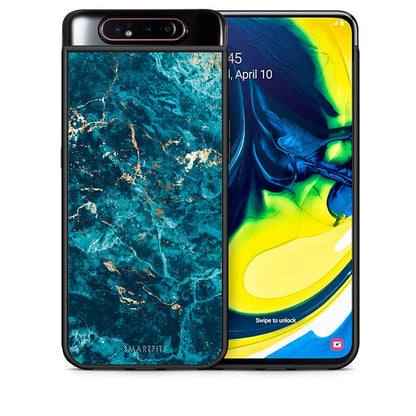Θήκη Samsung A80 Marble Blue από τη Smartfits με σχέδιο στο πίσω μέρος και μαύρο περίβλημα | Samsung A80 Marble Blue case with colorful back and black bezels