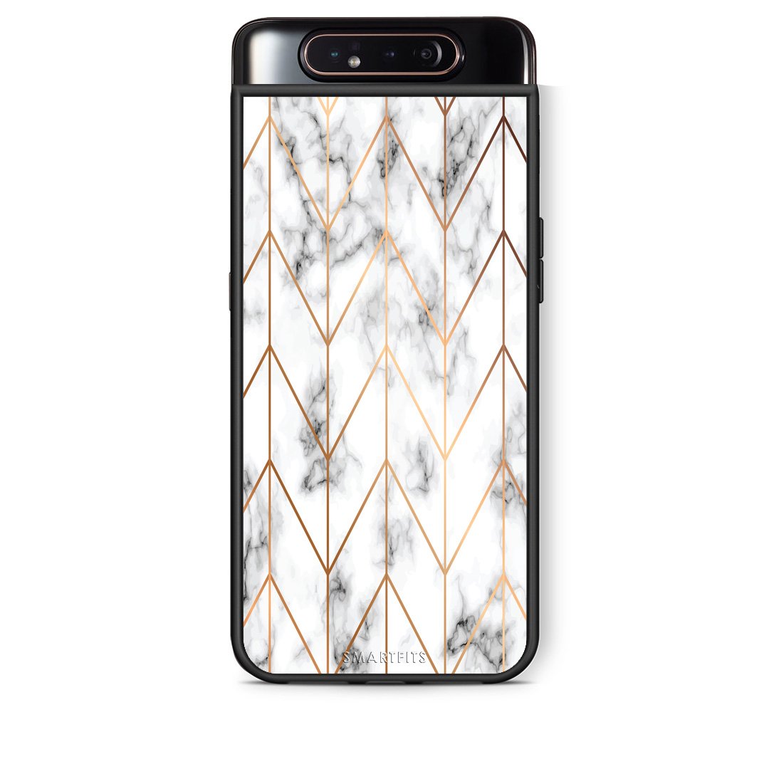 44 - Samsung A80 Gold Geometric Marble case, cover, bumper