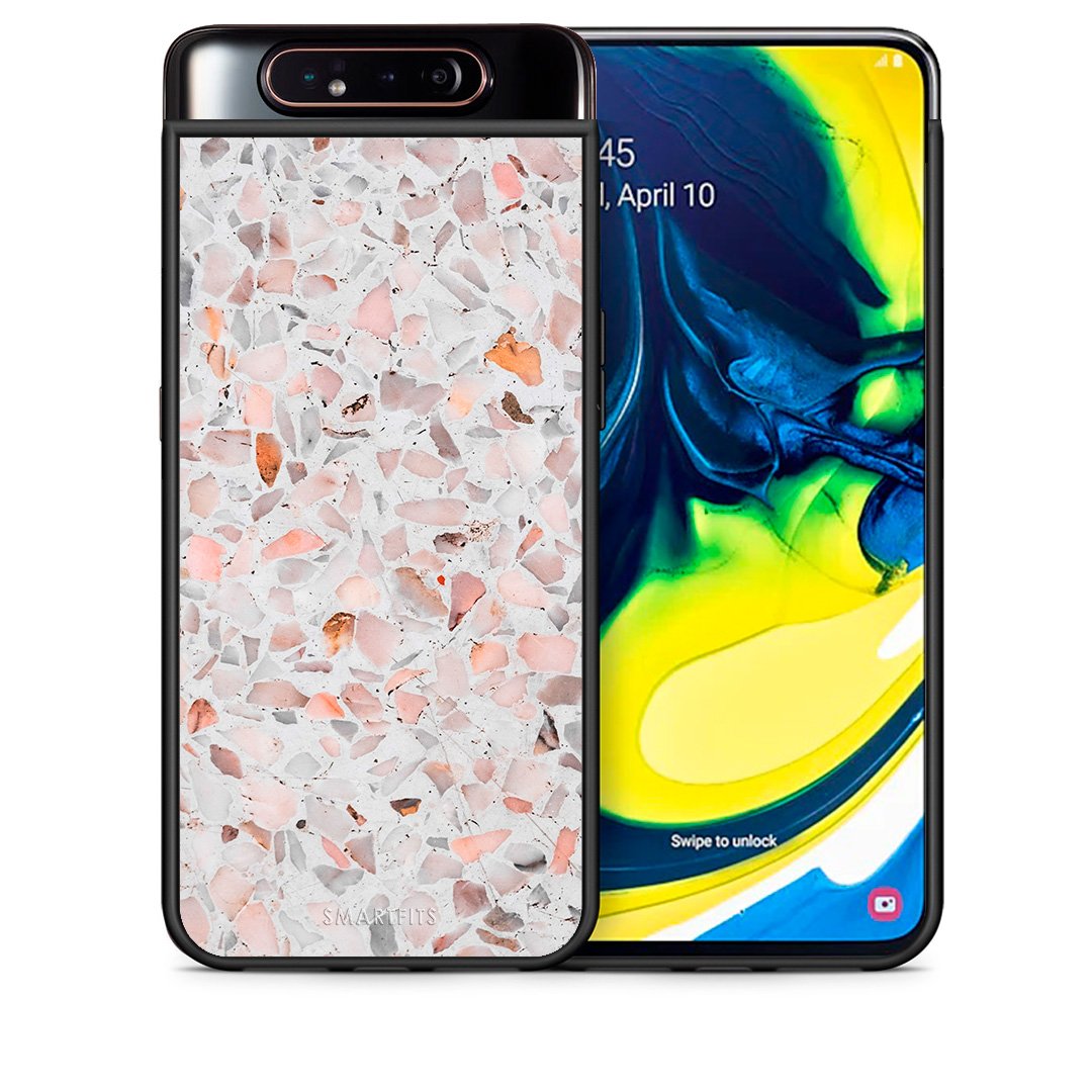 Θήκη Samsung A80 Marble Terrazzo από τη Smartfits με σχέδιο στο πίσω μέρος και μαύρο περίβλημα | Samsung A80 Marble Terrazzo case with colorful back and black bezels